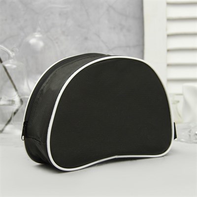 Косметичка ПВХ, отдел на молнии, с ручкой, цвет чёрный - фото 2061599