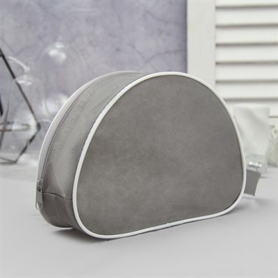 Косметичка ПВХ, отдел на молнии, с ручкой, цвет серый - фото 2061602