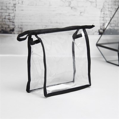 Косметичка ПВХ, отдел на молнии, цвет чёрный - фото 2061611