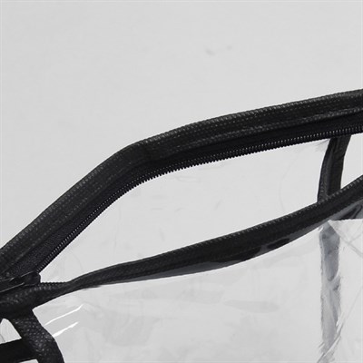 Косметичка ПВХ, отдел на молнии, цвет чёрный - фото 2061612