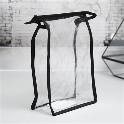 Косметичка ПВХ, отдел на молнии, цвет чёрный - фото 2061614