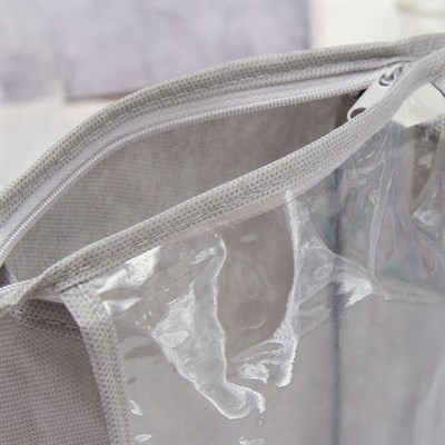 Косметичка ПВХ, отдел на молнии, цвет серый - фото 2061624