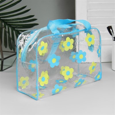 Косметичка ПВХ, отдел на молнии, 2 ручки, цвет синий - фото 2061629