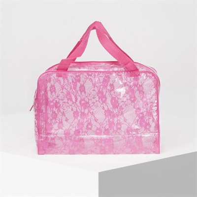 Косметичка ПВХ, отдел на молнии, 2 ручки, цвет розовый - фото 2061632