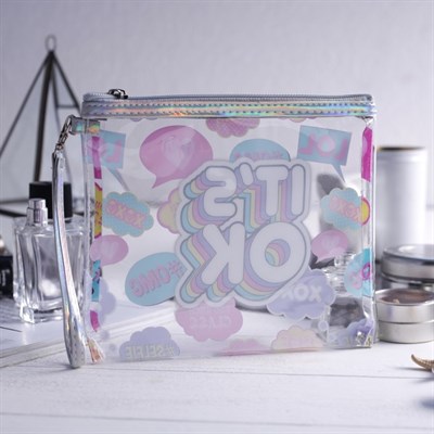 Косметичка простая, отдел на молнии, ручка, цвет разноцветный - фото 2061654