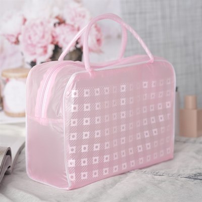 Косметичка ПВХ, отдел на молнии, 2 ручки, цвет розовый - фото 2061663