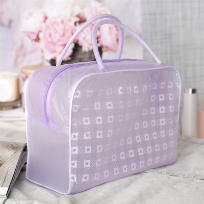 Косметичка ПВХ, отдел на молнии, 2 ручки, цвет фиолетовый - фото 2061666