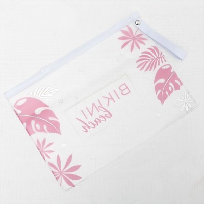 Косметичка для купальника, отдел на молнии, цвет белый / розовый - фото 2061681