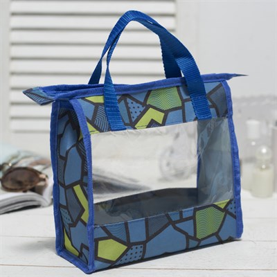 Косметичка ПВХ, отдел на молнии, цвет синий - фото 2061685