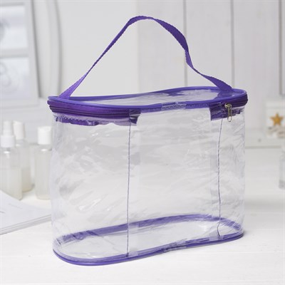 Косметичка ПВХ, отдел на молнии, с ручкой, цвет фиолетовый - фото 2061691