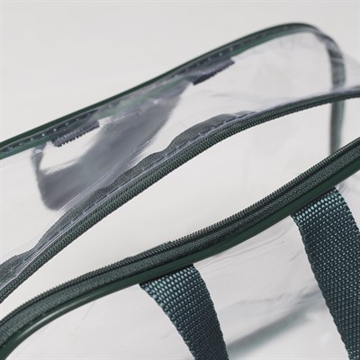 Косметичка ПВХ, отдел на молнии, 2 ручки, цвет зелёный - фото 2061713