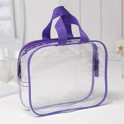 Косметичка ПВХ, отдел на молнии, 2 ручки, цвет фиолетовый - фото 2061715