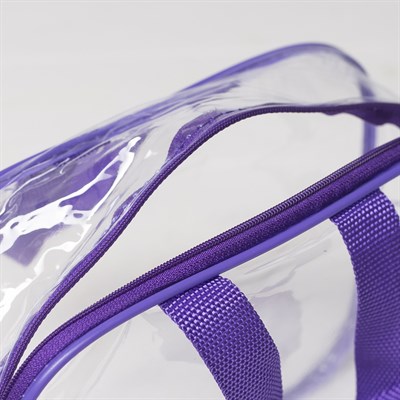 Косметичка ПВХ, отдел на молнии, 2 ручки, цвет фиолетовый - фото 2061716