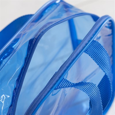 Косметичка ПВХ, отдел на молнии, с ручками, цвет голубой - фото 2061731