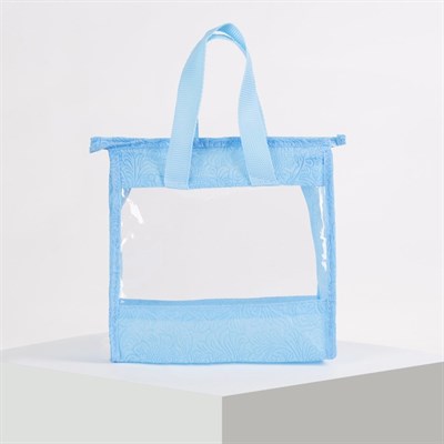 Косметичка ПВХ, отдел на молнии, цвет голубой - фото 2061733