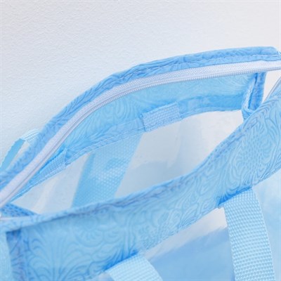 Косметичка ПВХ, отдел на молнии, цвет голубой - фото 2061735