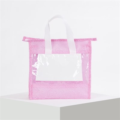 Косметичка ПВХ, отдел на молнии, цвет розовый - фото 2061737