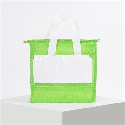 Косметичка ПВХ, отдел на молнии, цвет салатовый - фото 2061741