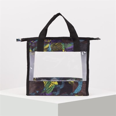 Косметичка ПВХ, отдел на молнии, цвет чёрный/разноцветный - фото 2061745