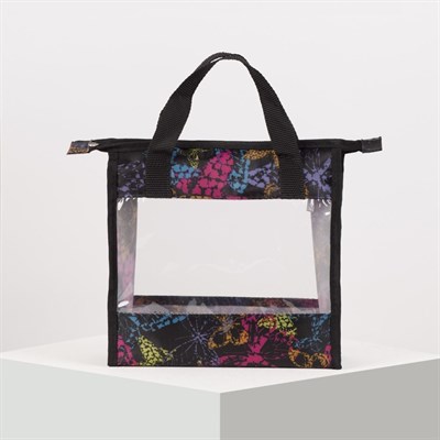 Косметичка ПВХ, отдел на молнии, цвет чёрный/разноцветный - фото 2061749