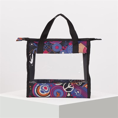 Косметичка ПВХ, отдел на молнии, цвет синий/чёрный - фото 2061753