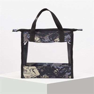 Косметичка ПВХ, отдел на молнии, цвет чёрный - фото 2061762