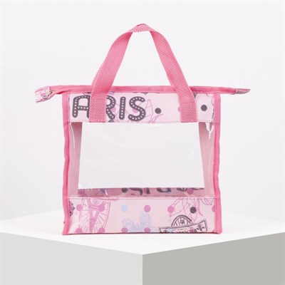 Косметичка ПВХ, отдел на молнии, 2 ручки, цвет розовый - фото 2061765