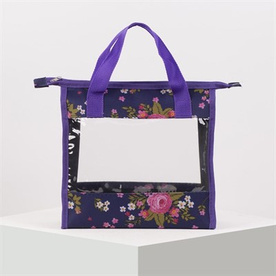 Косметичка ПВХ, отдел на молнии, цвет фиолетовый/чёрный - фото 2061777