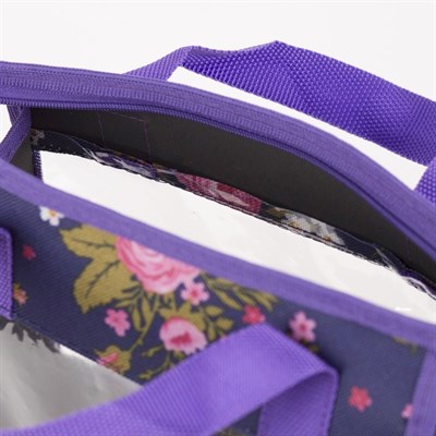 Косметичка ПВХ, отдел на молнии, цвет фиолетовый/чёрный - фото 2061779