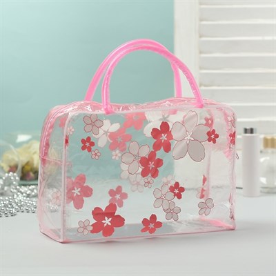 Косметичка ПВХ, отдел на молнии, 2 ручки, цвет розовый - фото 2061785