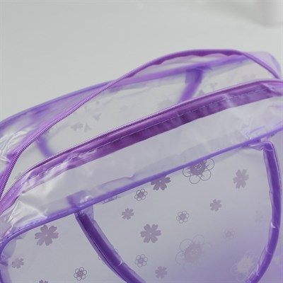 Косметичка ПВХ, отдел на молнии, 2 ручки, цвет фиолетовый - фото 2061799