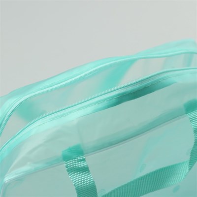 Косметичка ПВХ, отдел на молнии, 2 ручки, цвет зелёный - фото 2061808