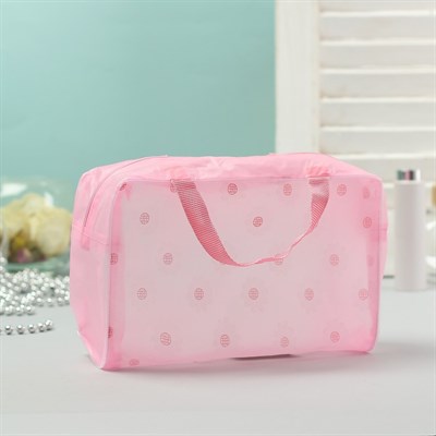 Косметичка ПВХ, отдел на молнии, 2 ручки, цвет розовый - фото 2061814