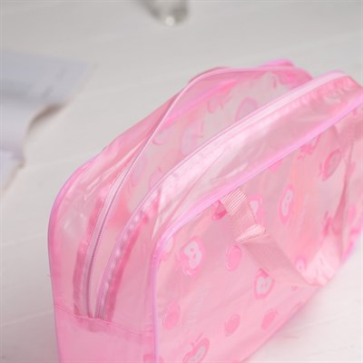 Косметичка ПВХ, отдел на молнии, 2 ручки, цвет розовый - фото 2061821