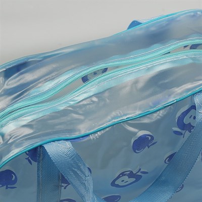 Косметичка ПВХ, отдел на молнии, 2 ручки, цвет голубой - фото 2061827