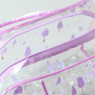 Косметичка ПВХ, отдел на молнии, 2 ручки, цвет фиолетовый - фото 2061830