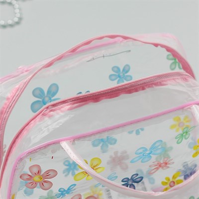 Косметичка ПВХ, отдел на молнии, 2 ручки, цвет розовый - фото 2061833