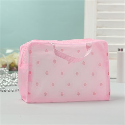 Косметичка ПВХ, отдел на молнии, 2 ручки, цвет розовый - фото 2061842