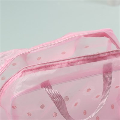 Косметичка ПВХ, отдел на молнии, 2 ручки, цвет розовый - фото 2061843