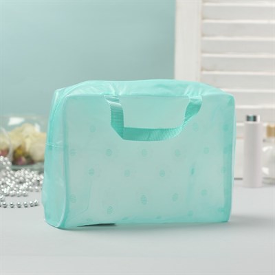 Косметичка ПВХ, отдел на молнии, 2 ручки, цвет зелёный - фото 2061845