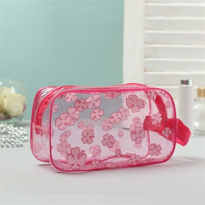 Косметичка ПВХ, отдел на молнии, с ручкой, цвет малиновый - фото 2061851