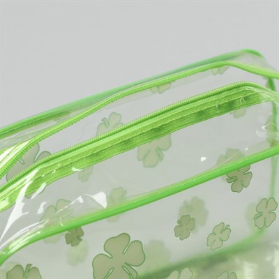 Косметичка ПВХ, отдел на молнии, с ручкой, цвет салатовый - фото 2061858