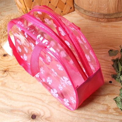 Косметичка ПВХ, отдел на молнии, 2 ручки, цвет малиновый - фото 2061864