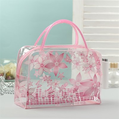 Косметичка ПВХ, отдел на молнии, 2 ручки, цвет розовый - фото 2061868