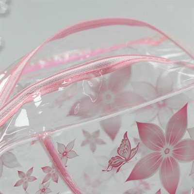 Косметичка ПВХ, отдел на молнии, 2 ручки, цвет розовый - фото 2061869