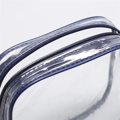 Косметичка ПВХ, отдел на молнии, цвет синий - фото 2061877