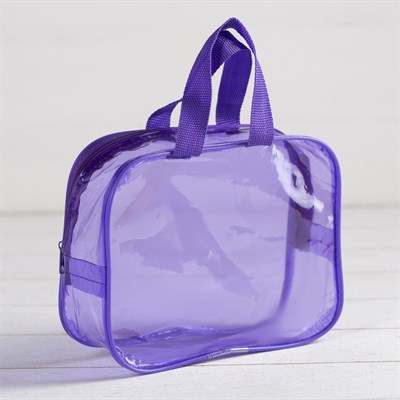 Косметичка ПВХ, отдел на молнии, с ручками, цвет фиолетовый - фото 2061882