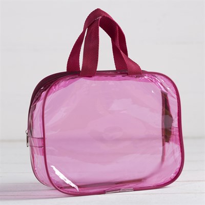 Косметичка ПВХ, отдел на молнии, с ручками, цвет розовый - фото 2061885