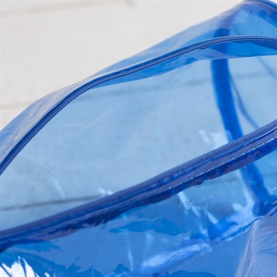 Косметичка ПВХ, отдел на молнии, с ручкой, цвет голубой - фото 2061901