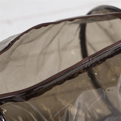 Косметичка ПВХ, отдел на молнии, с ручкой, цвет коричневый - фото 2061910